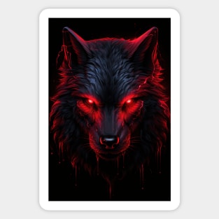 Wolf In Red and Black: Majestic Animals In Striking Colors Sticker